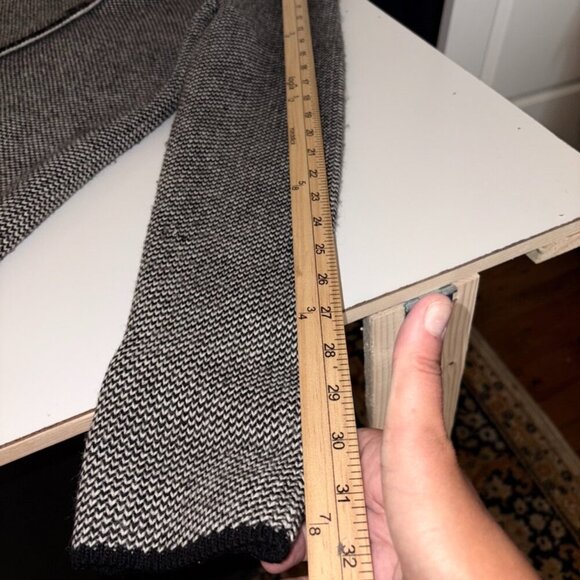 Italian Wool Blend Black White Sweater Overcoat Buttons Classic Timeless Size L - Picture 10 of 10